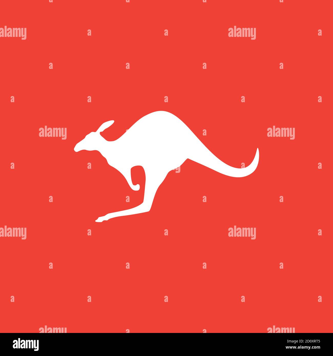 Kangaroo Icon On Red Background. Red Flat Style Vector Illustration. Stock Vector