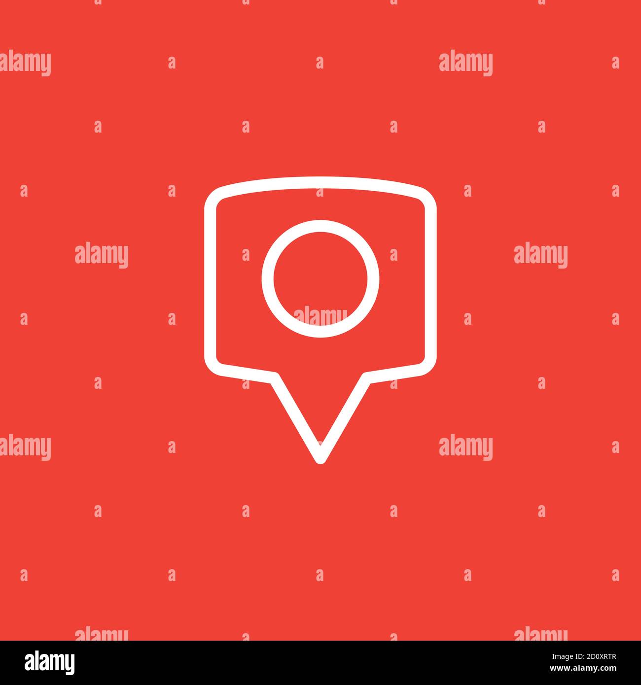 Locator Line Icon On Red Background. Red Flat Style Vector Illustration. Stock Vector