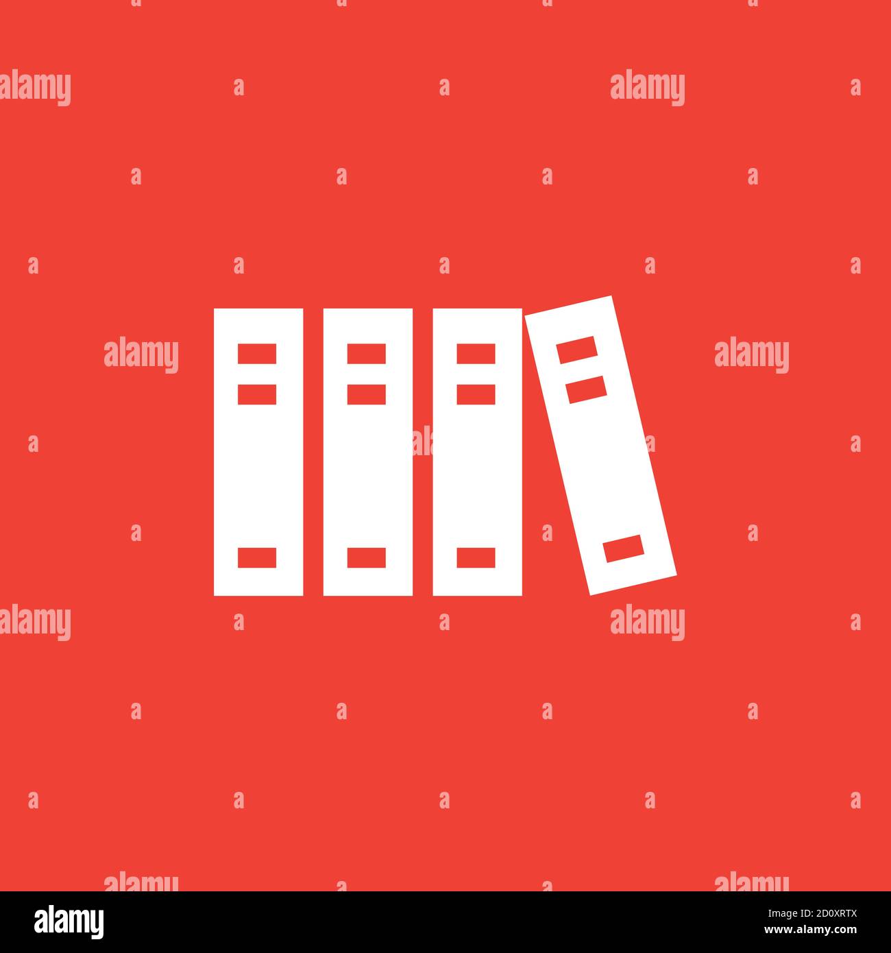 Library Icon On Red Background. Red Flat Style Vector Illustration ...