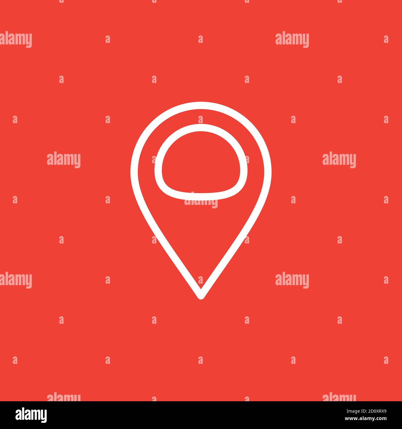 Locator Line Icon On Red Background. Red Flat Style Vector Illustration. Stock Vector