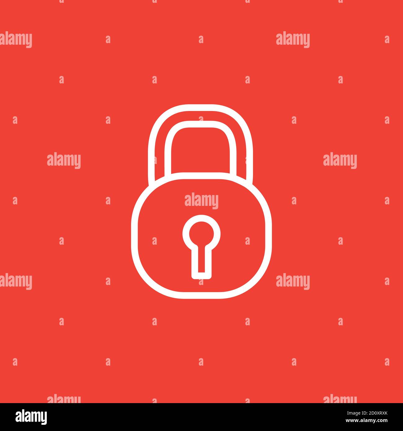 Lock Line Icon On Red Background. Red Flat Style Vector Illustration ...