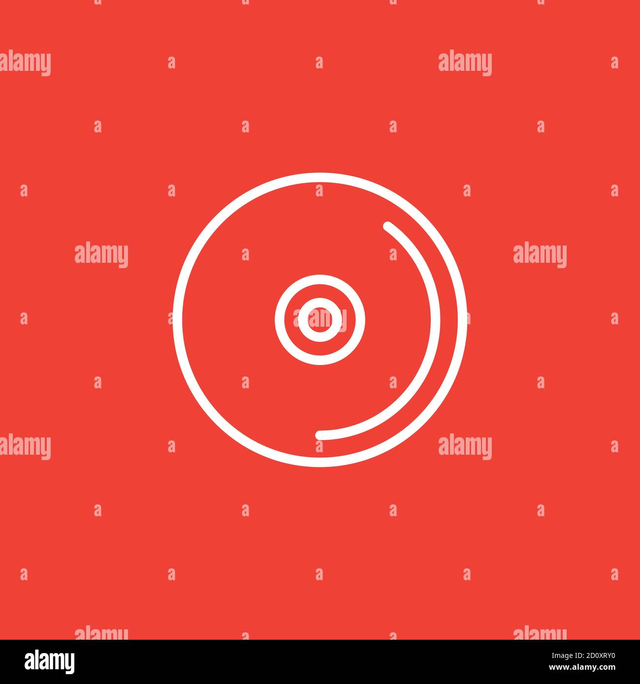 DVD or CD Line Icon On Red Background. Red Flat Style Vector Illustration. Stock Vector