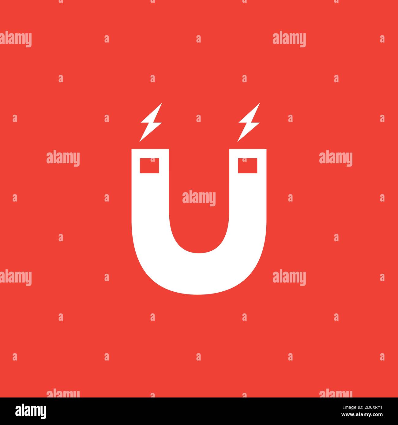 Magnet Icon On Red Background. Red Flat Style Vector Illustration. Stock Vector