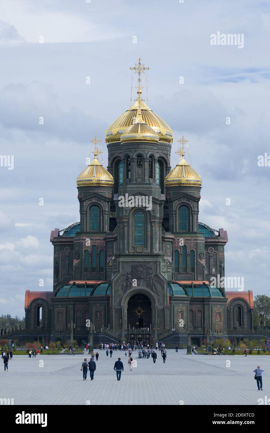 MOSCOW REGION, RUSSIA - AUGUST 25, 2020: The main temple of the Armed Forces of the Russian Federation on a cloudy August day Stock Photo