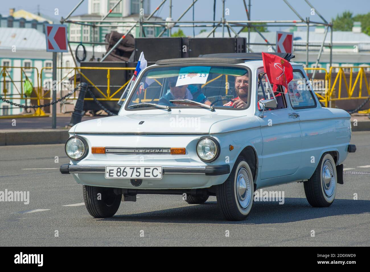 SAINT PETERSBURG, RUSSIA - MAY 25, 2019: Soviet subcompact car ZAZ-968M close-up. Fragment of the retro transport parade in honor of the City Day Stock Photo