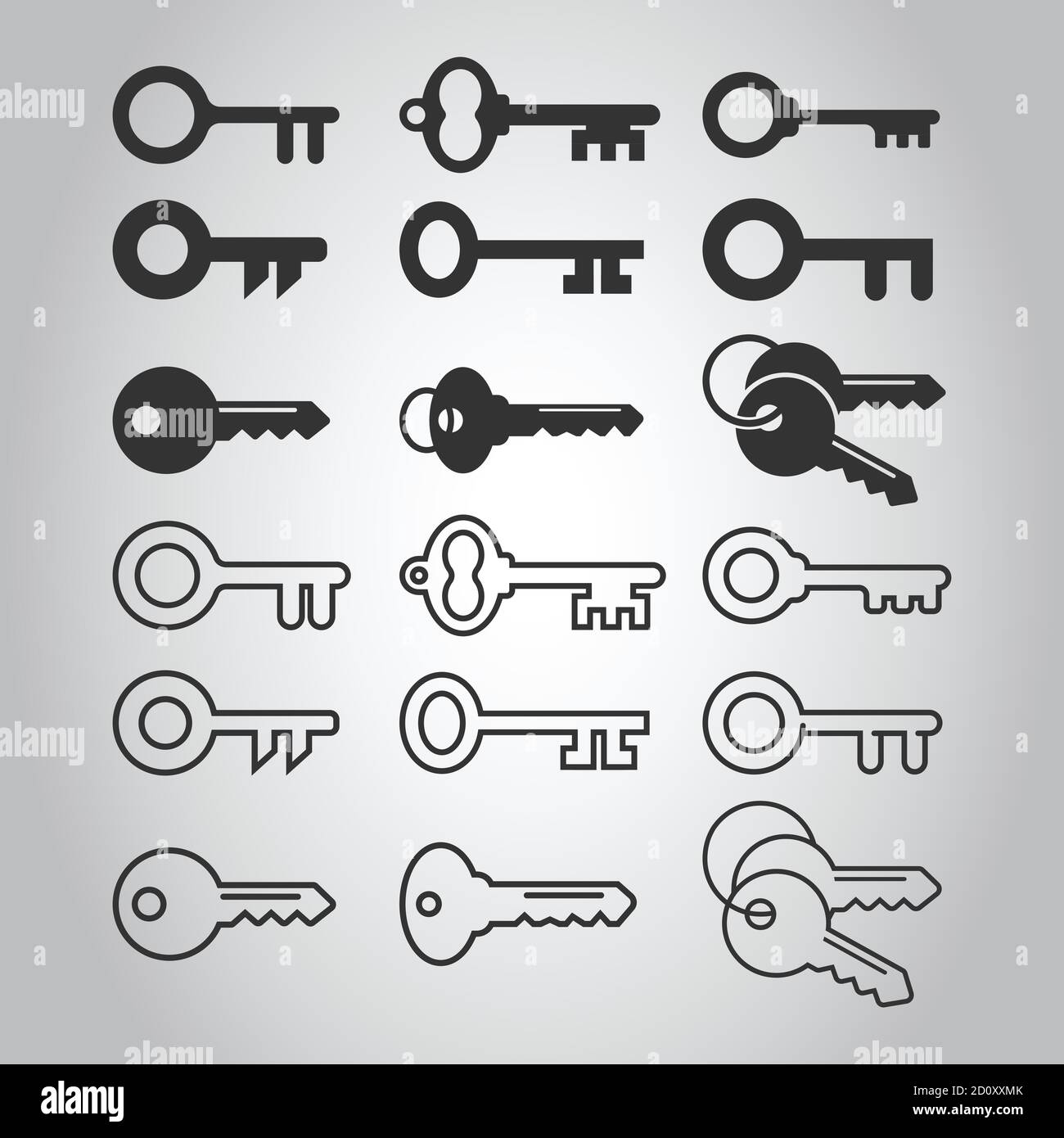 Key icon set in flat style. Password vector illustration on white ...
