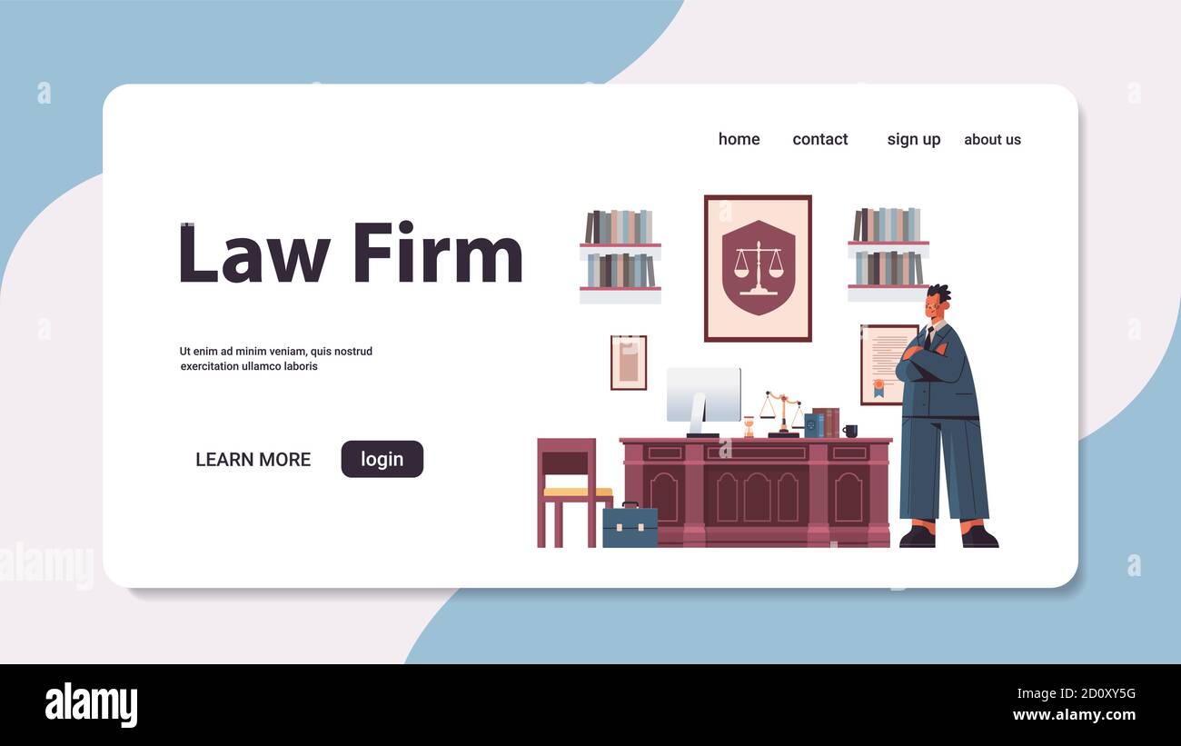 male lawyer standing near at workplace legal law advice and justice