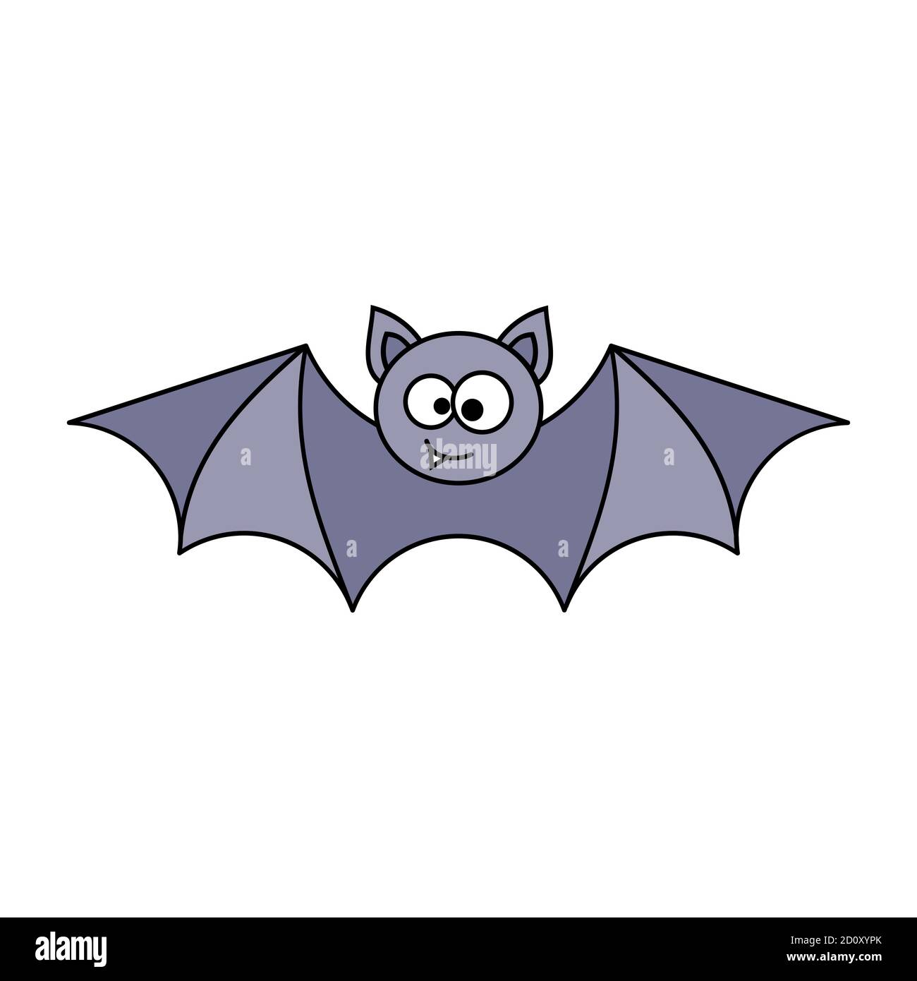 Doodle illustration of a little bat smiling. Halloween Baby Bat. Bat
