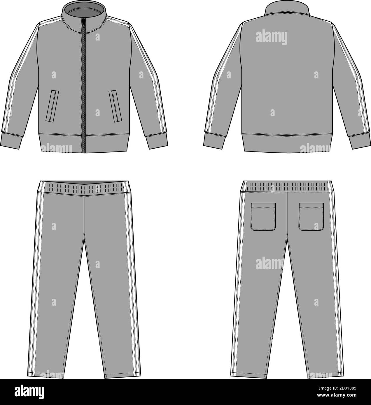 Casual jersey suits (for sports, training etc.) vector illustration set/ white and gray Stock Vector