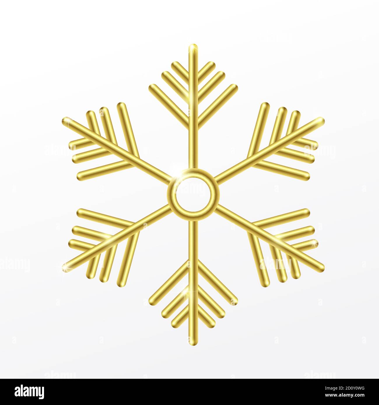 3D Golden snowflake Isolated on white background Stock Vector