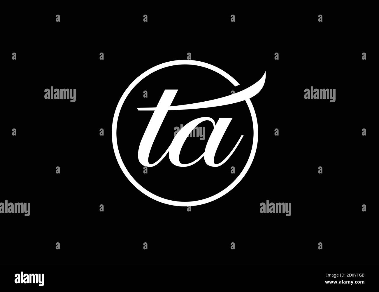 Initials Letters TC Or CT Logo Monogram Outline Linear Shape On