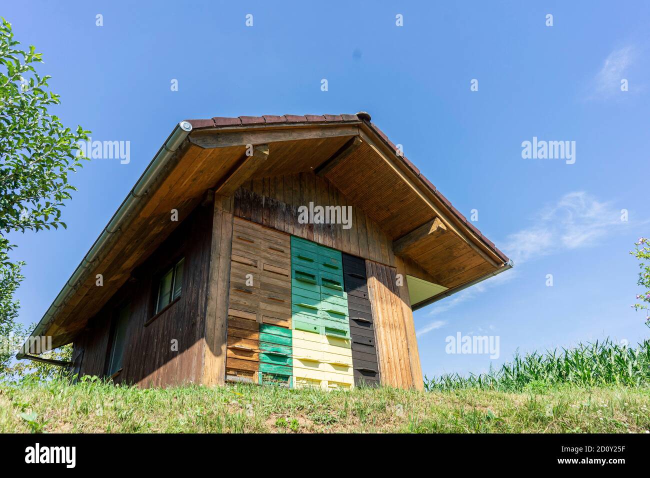 Beehives in little house is a typical thing in Slovenia Stock Photo
