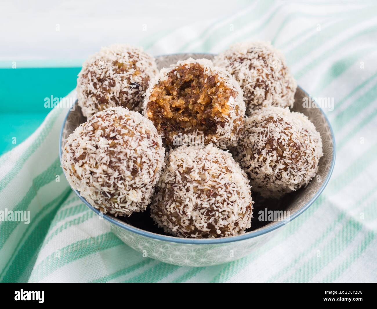 Energy protein balls with coconut flakes Stock Photo Alamy