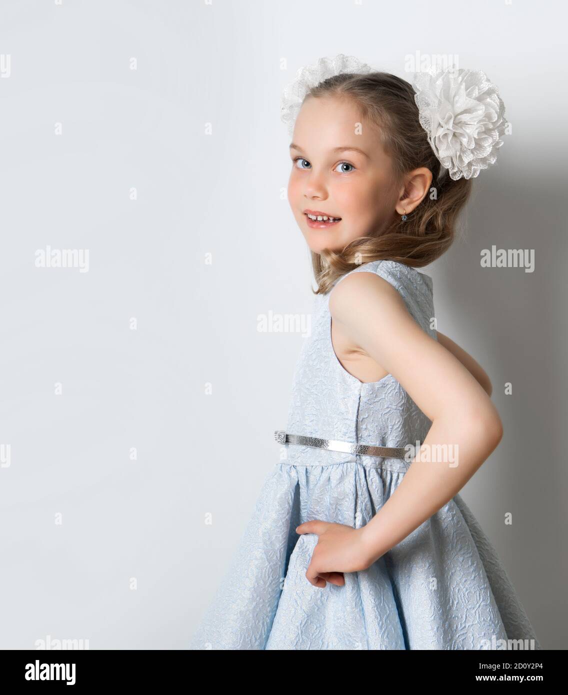 Portrait of happy smiling child girl isolated on white background Stock ...