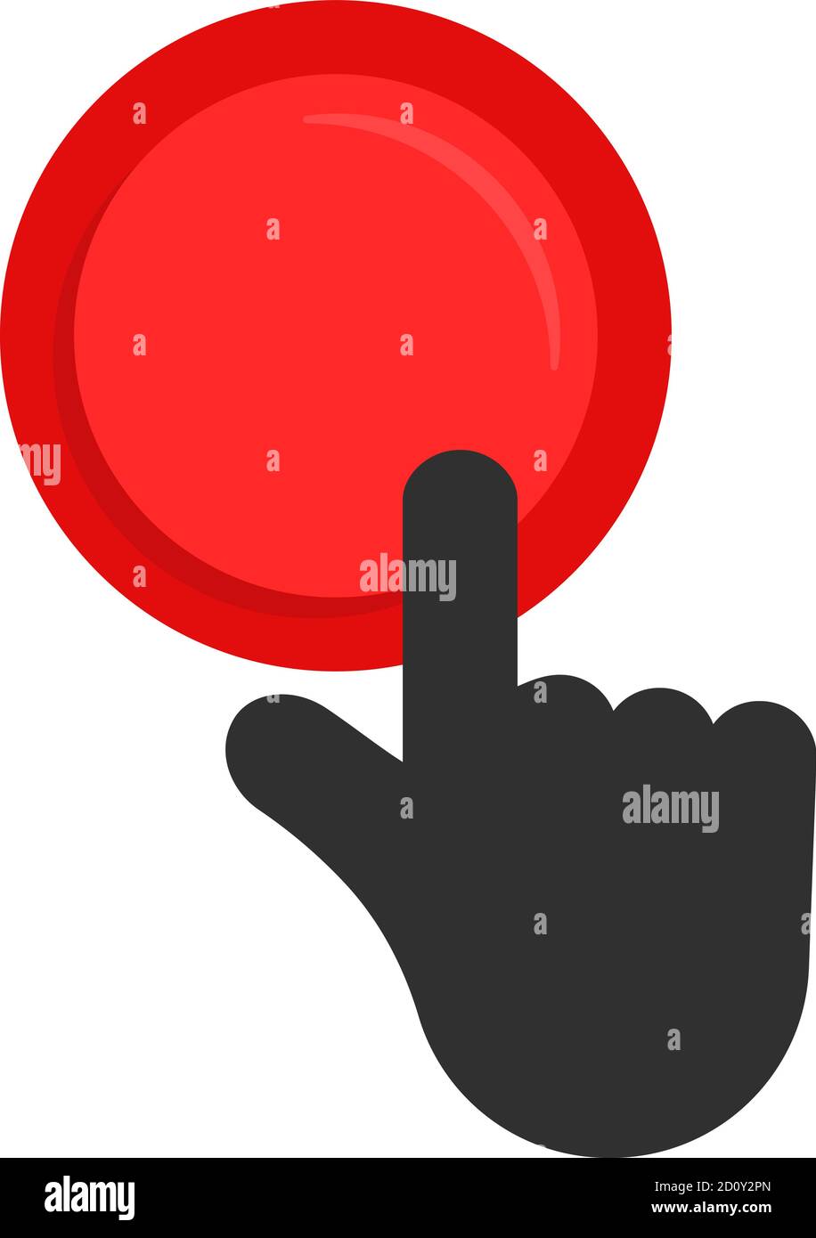 black hand pushing on red button Stock Vector