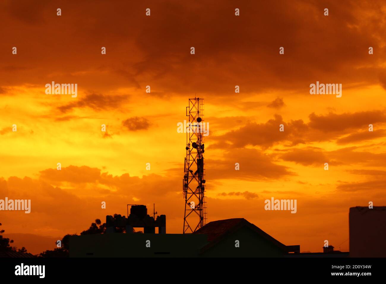 Orange Sky Scenary Stock Photo