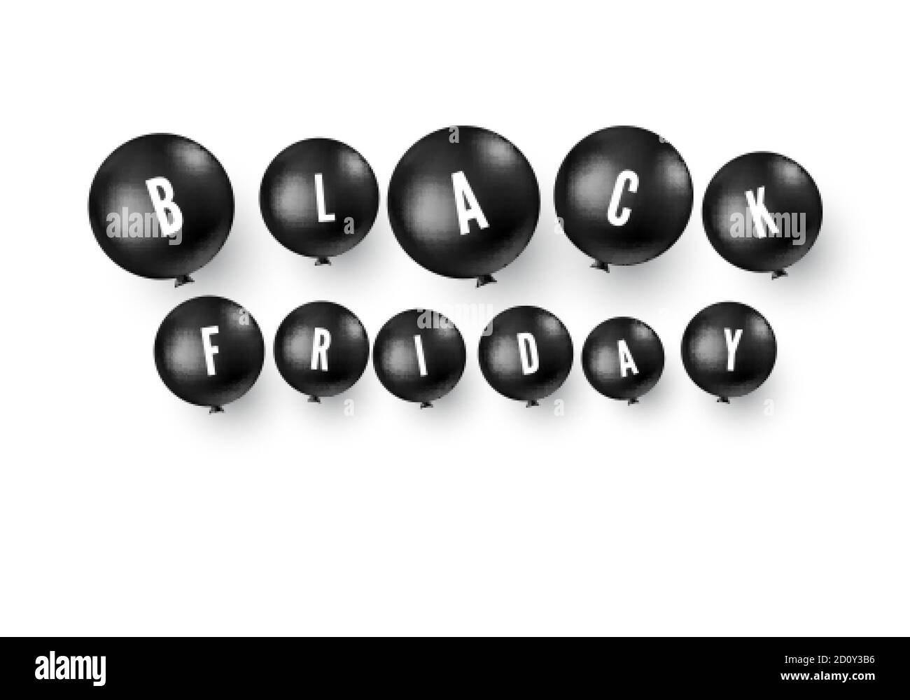Black friday tag. Black balloons with text - Black Friday. Vector Stock Vector