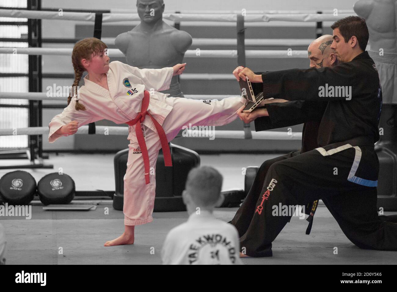 Taekwondo board break Stock Photo Alamy