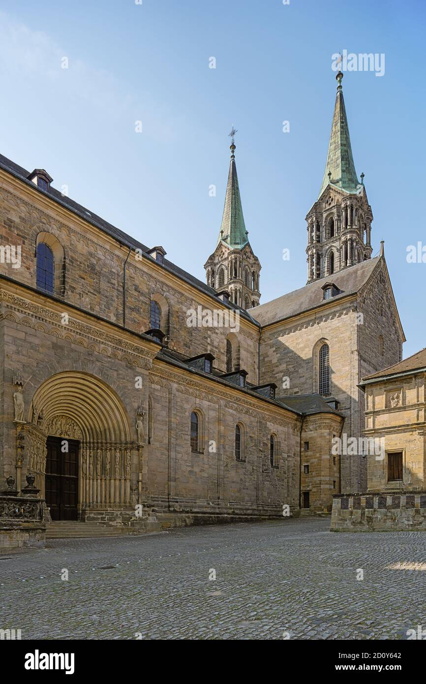 At The Side Facade Of The Bamberg Cathedral Standing On Cathedral at-the-side-facade-of-the-bamberg-cathedral-standing-on-cathedral