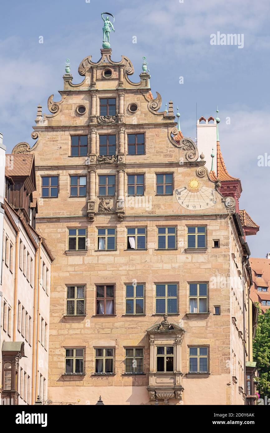 Side view of the Fembo House seen from the City Hall Square in Nuremberg Stock Photo
