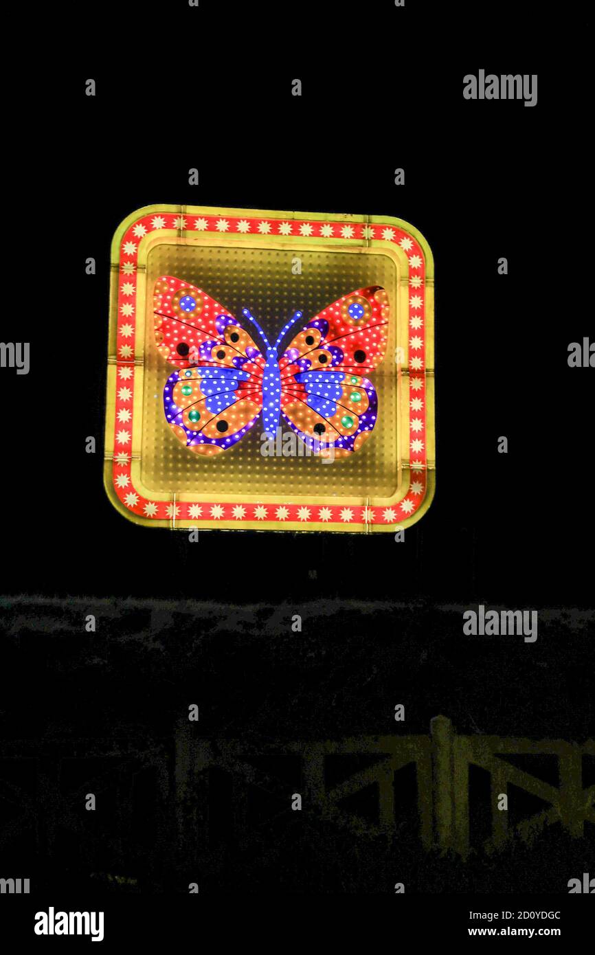 A butterfly illumination at Blackpool Illuminations, Blackpool, Lancashire, England, UK Stock Photo