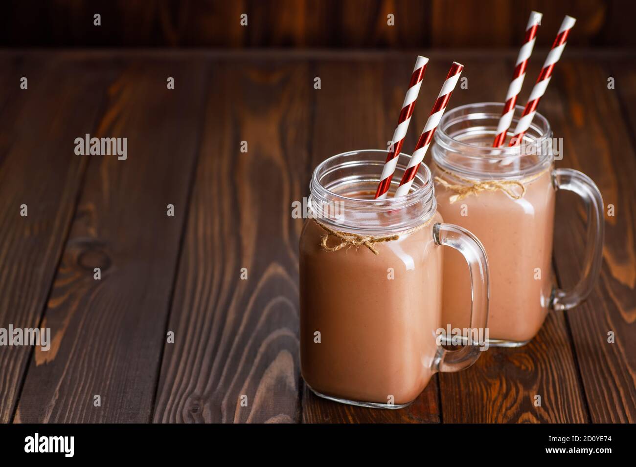 chocolate milkshake in mason jar Stock Photo - Alamy