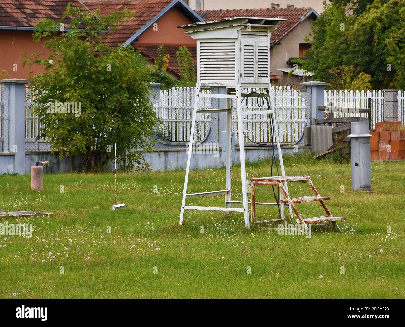 White Meteorological house that contains precise instruments for