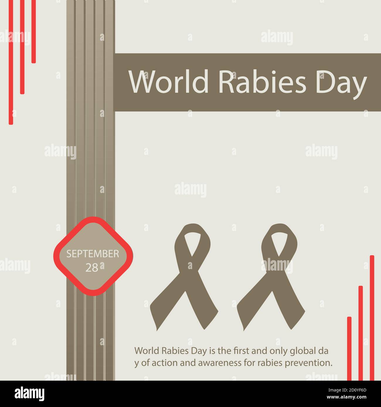 World Rabies Day is the first and only global day of action and awareness for rabies prevention. Stock Vector