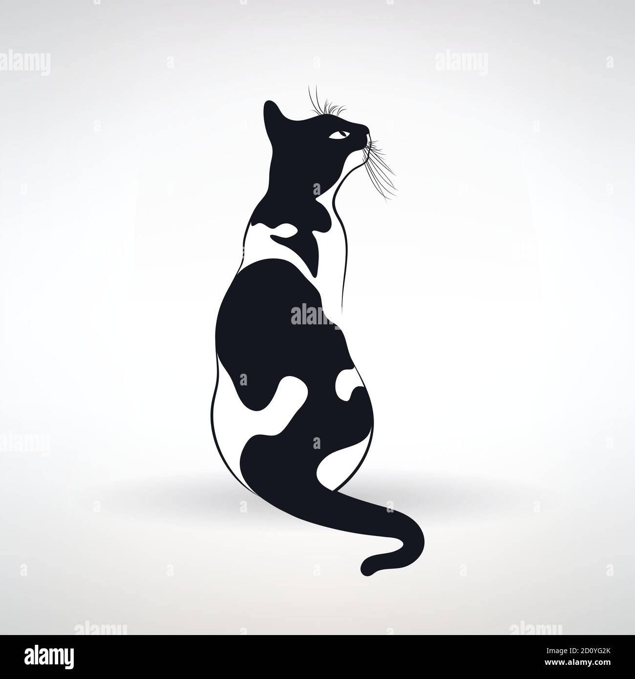 stylized cat with black and white spots on a light background Stock Vector