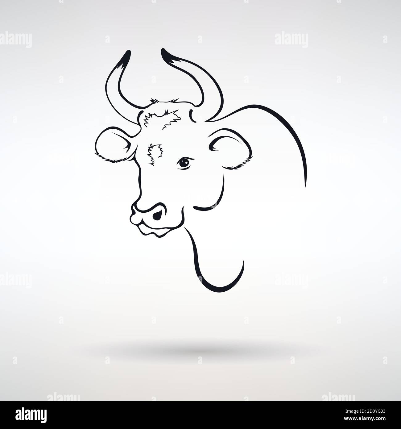symbol of the year white bull on a light background Stock Vector