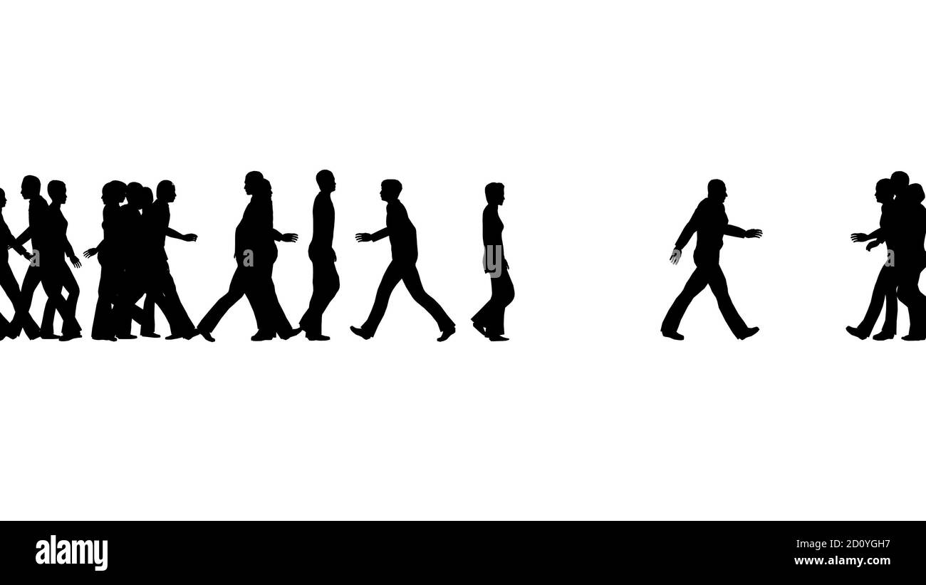 Silhouettes of people walk for lifestyle design 3d rendering Stock Photo