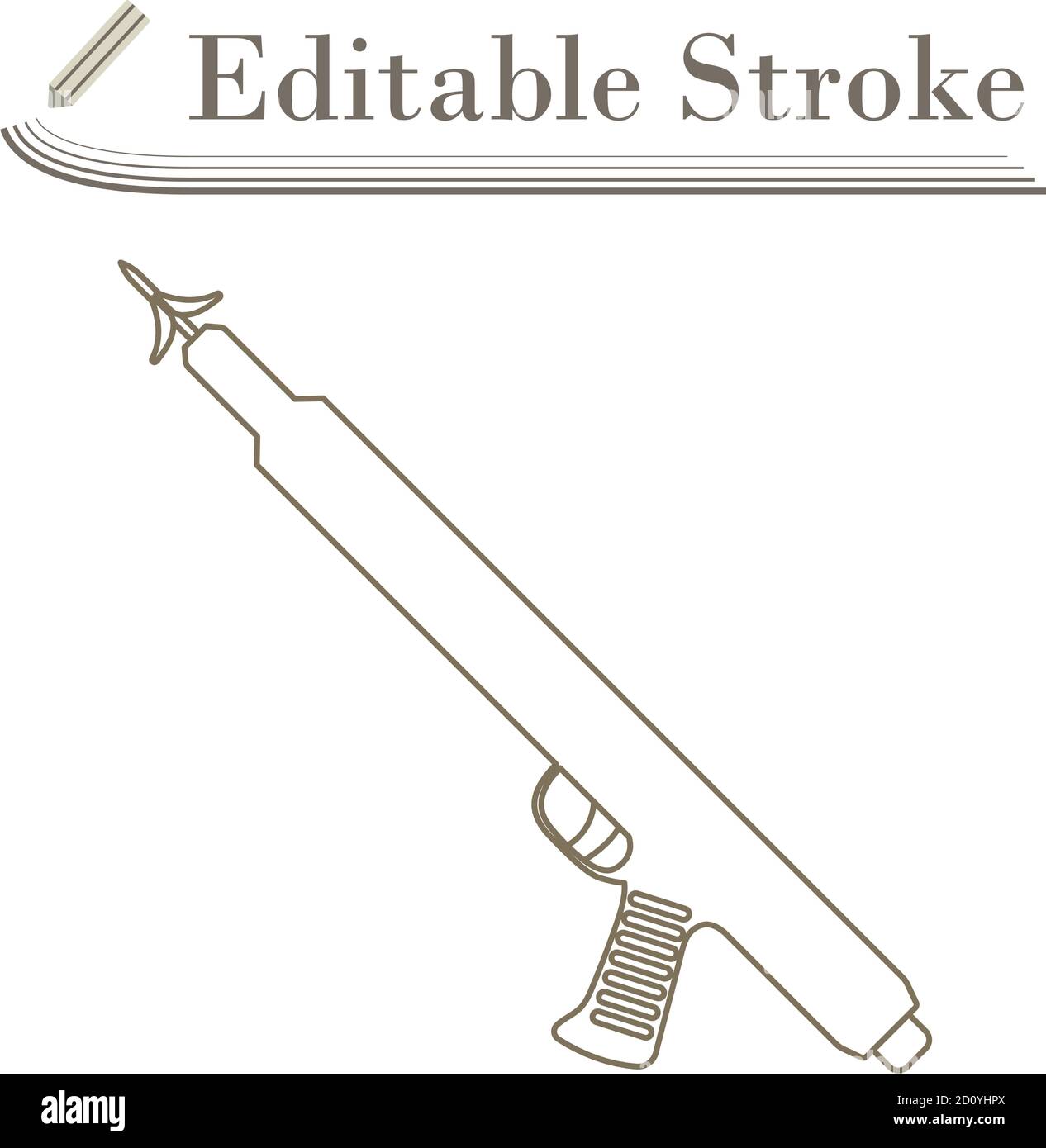 Icon Of Fishing Speargun. Editable Stroke Simple Design. Vector