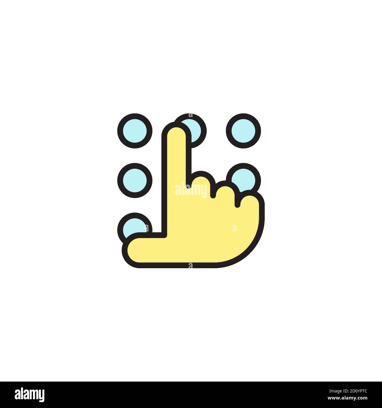 Hand and pin pad vector icon symbol isolated on white background Stock ...