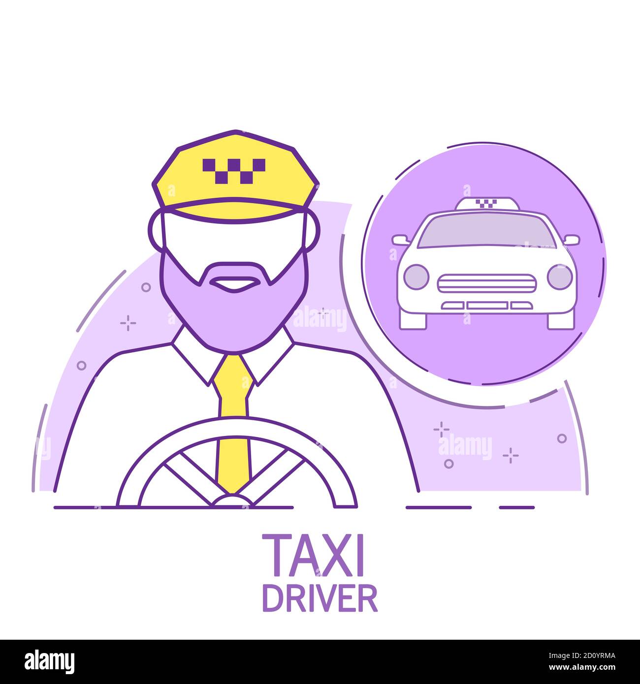 Taxi driver a man in uniform.Concept service icons cab outline vector. Stock Vector