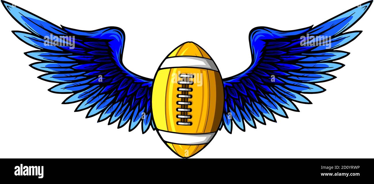 Realistic ball for American football with black wings emblem vector Stock Vector