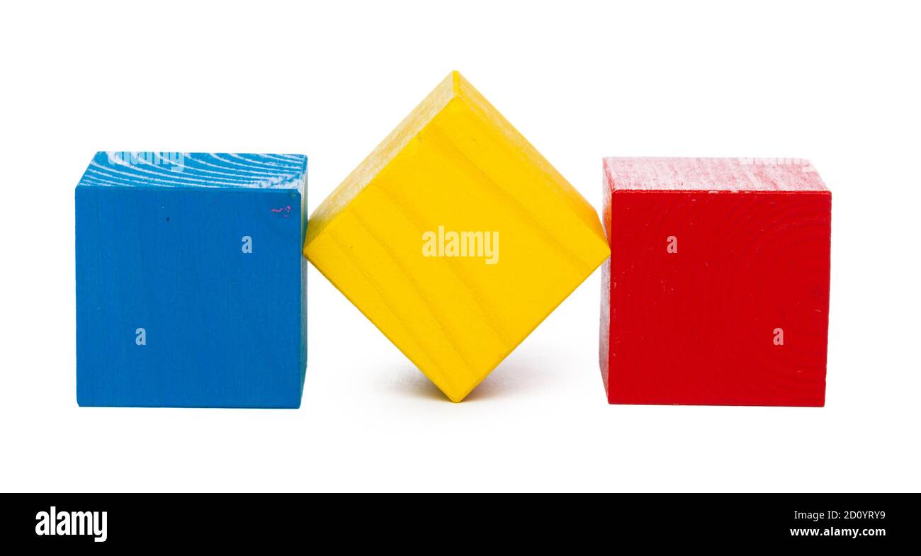 Wooden building blocks isolated on white background Stock Photo - Alamy