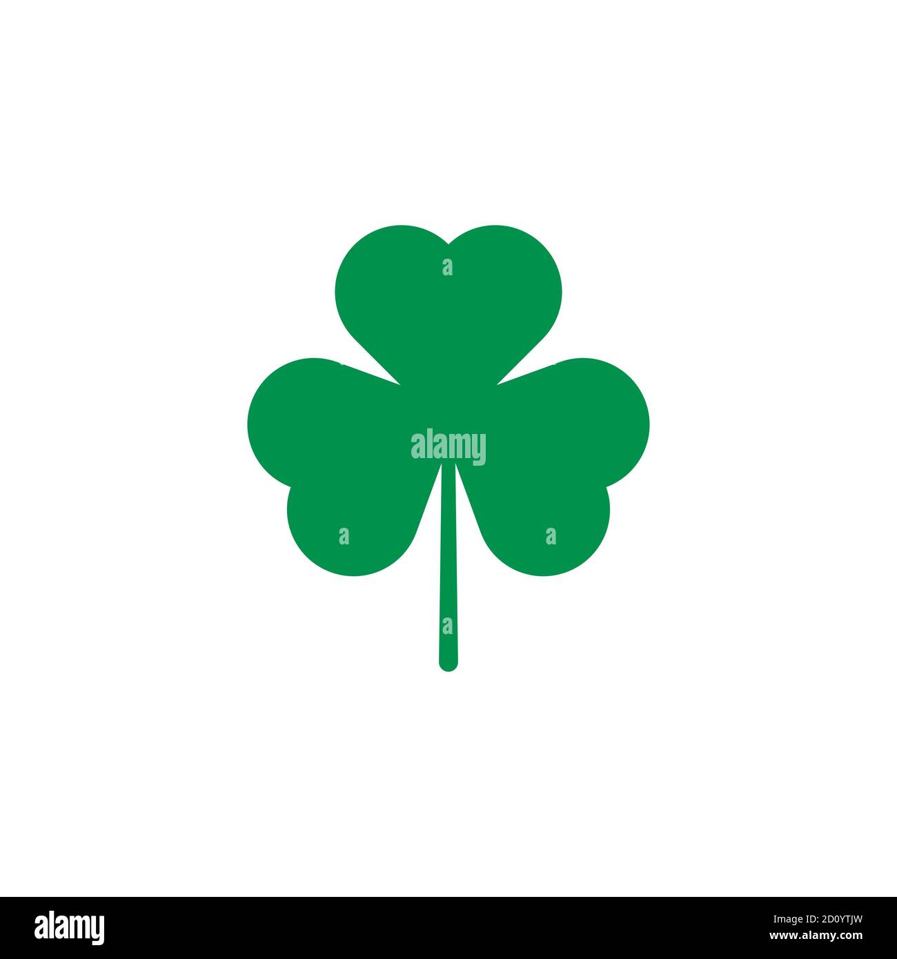 Green three leaf clover, icon on white background. Vector illustration Stock Vector