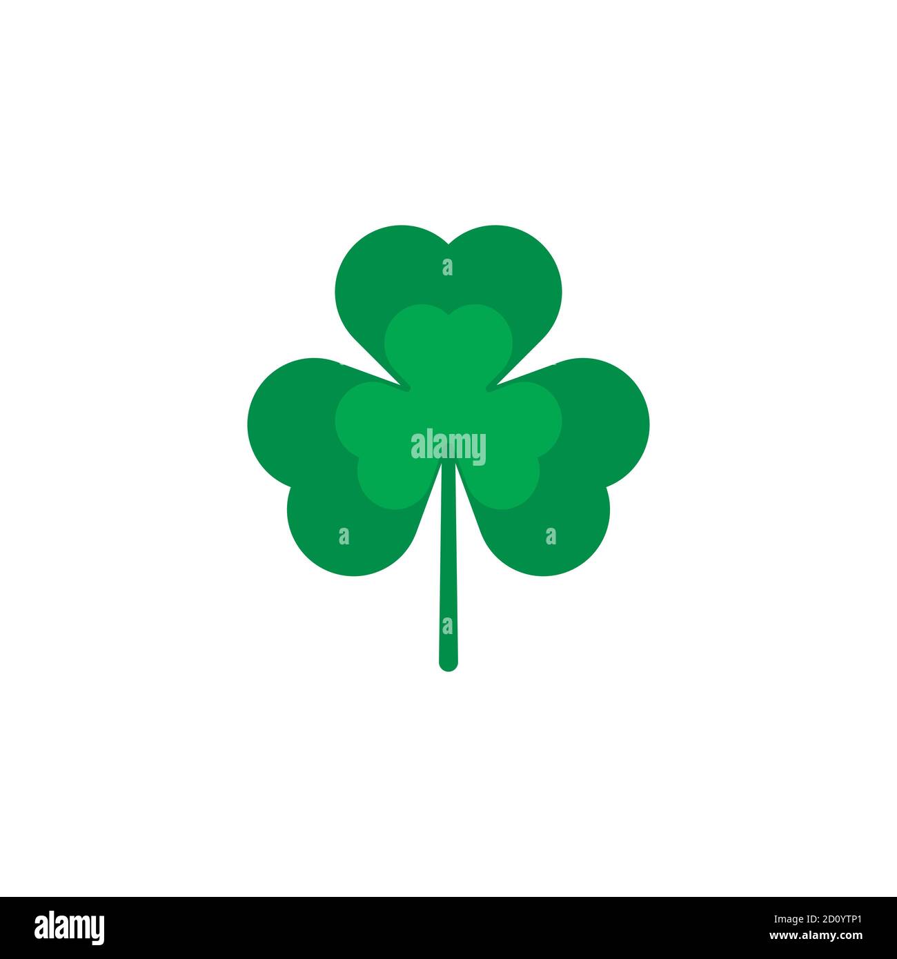 Green three leaf clover, icon on white background. Vector illustration