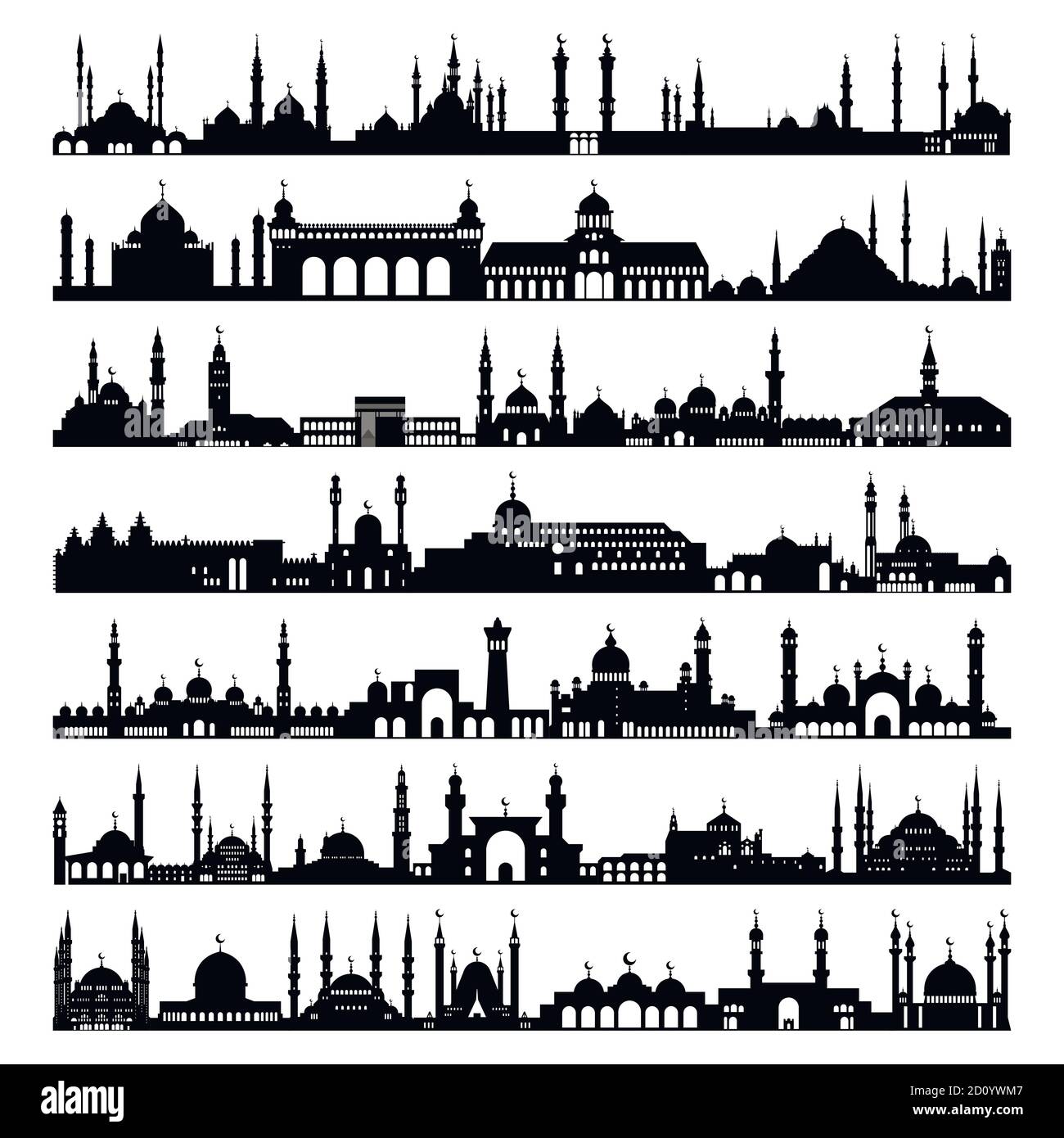 Set of mosques, vector icons. Symbol. A simple set of illustrations, editable icons, can be used in the logo Stock Vector