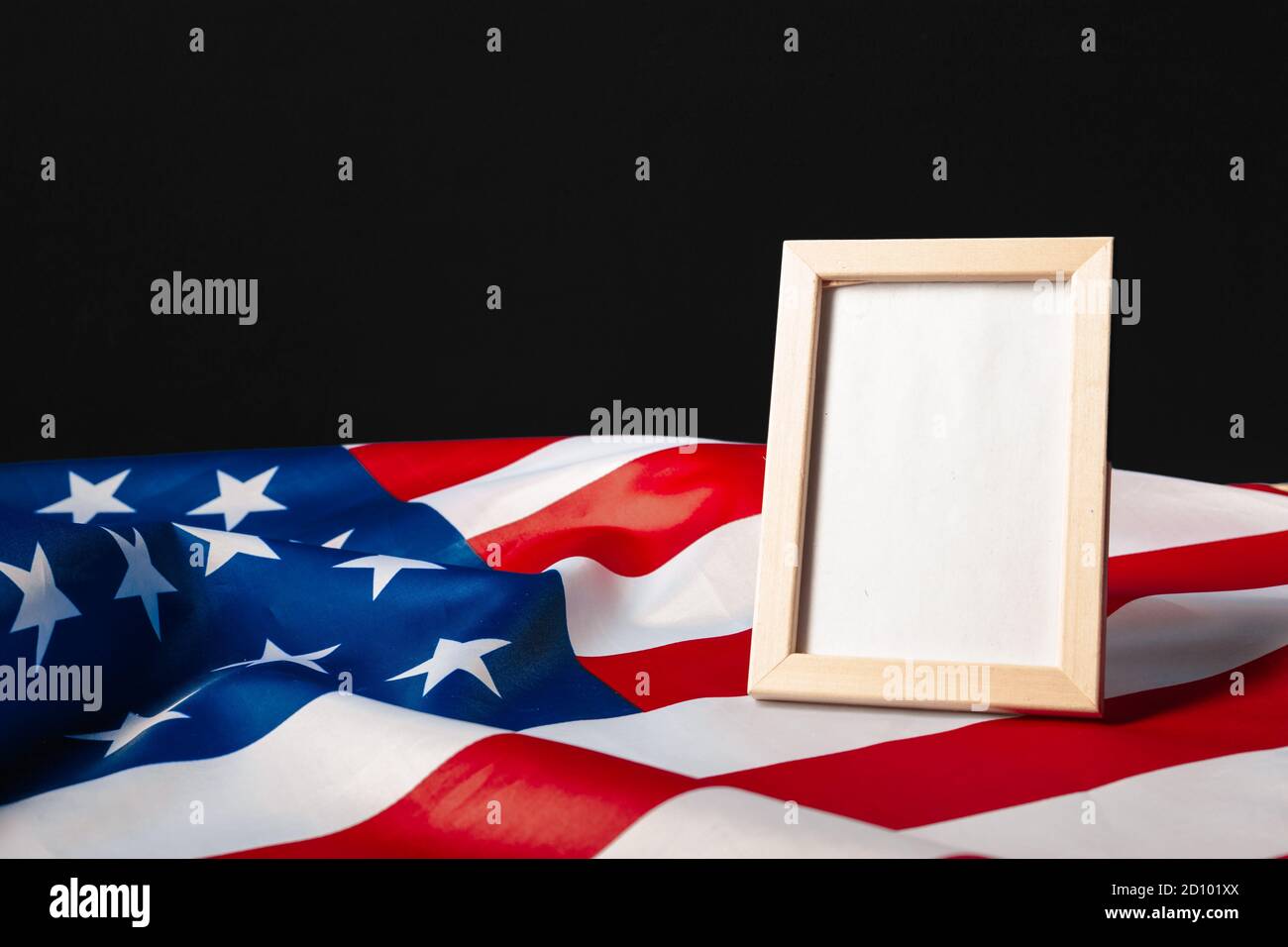 Blank frame on American flag background Stock Photo