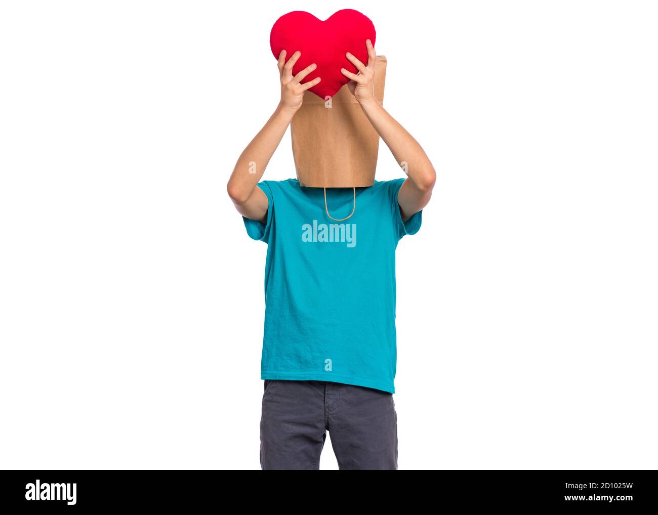 Boy with paper bag over head Stock Photo Alamy