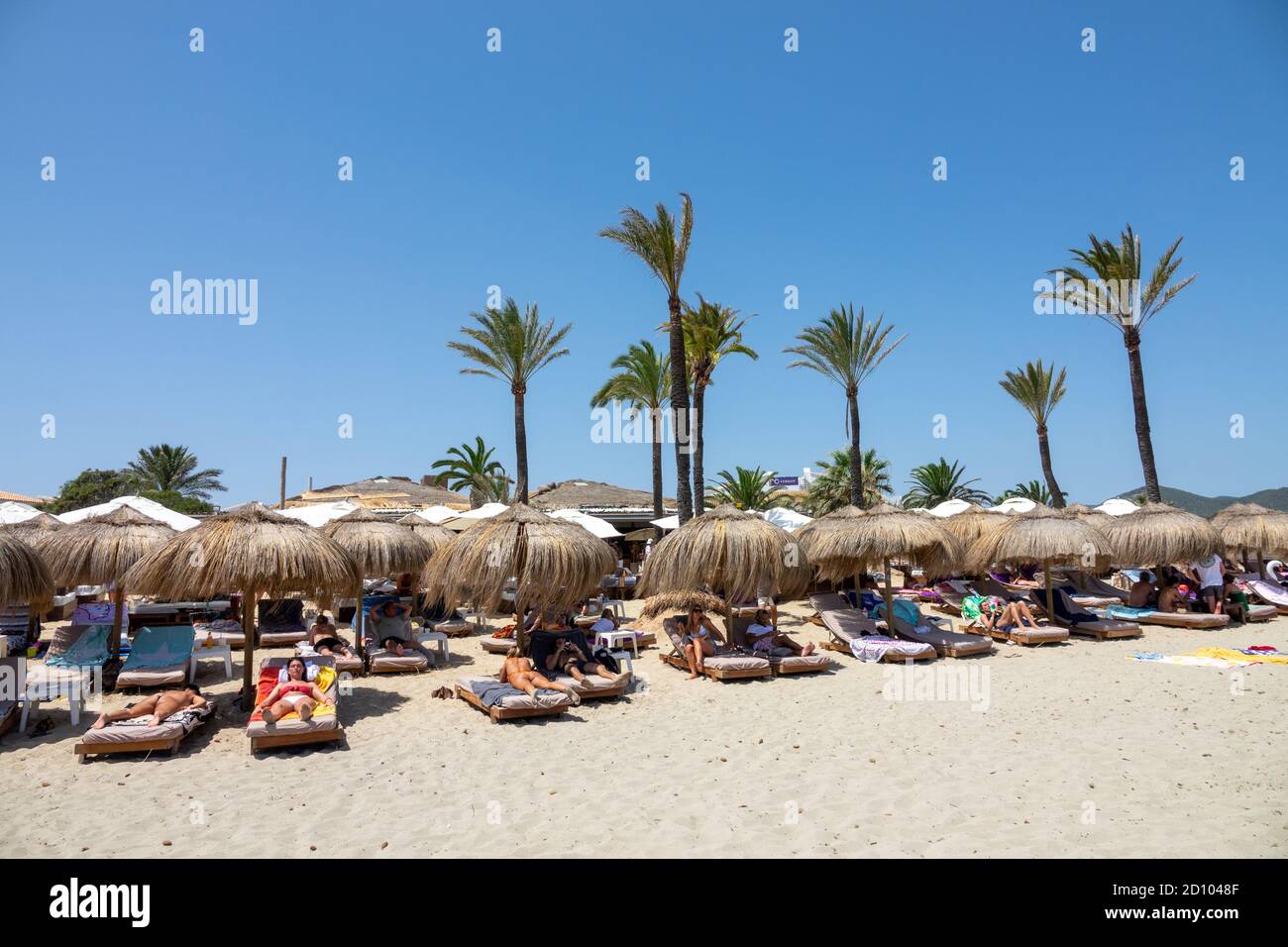 Picture dated July 29th shows the quiet  Platja d'en Bossa (Playa d'en Bossa) beach on Wednesday afternoon  as the restrictions on visiting the Spanish Balearic Islands starts to take effect with very few new visitors arriving.  Earlier this week the Foreign Office extended its travel advice for Spain, now telling people to avoid non-essential journeys to the Canary and Balearic Islands, as well as mainland Spain.  But some travel agents say they are struggling to understand the logic of the UK government's advice, because the islands have lower coronavirus infection rates. Stock Photo