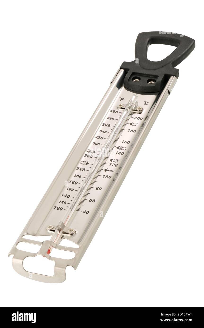 Steel candy thermometer isolated over white background Stock Photo Alamy