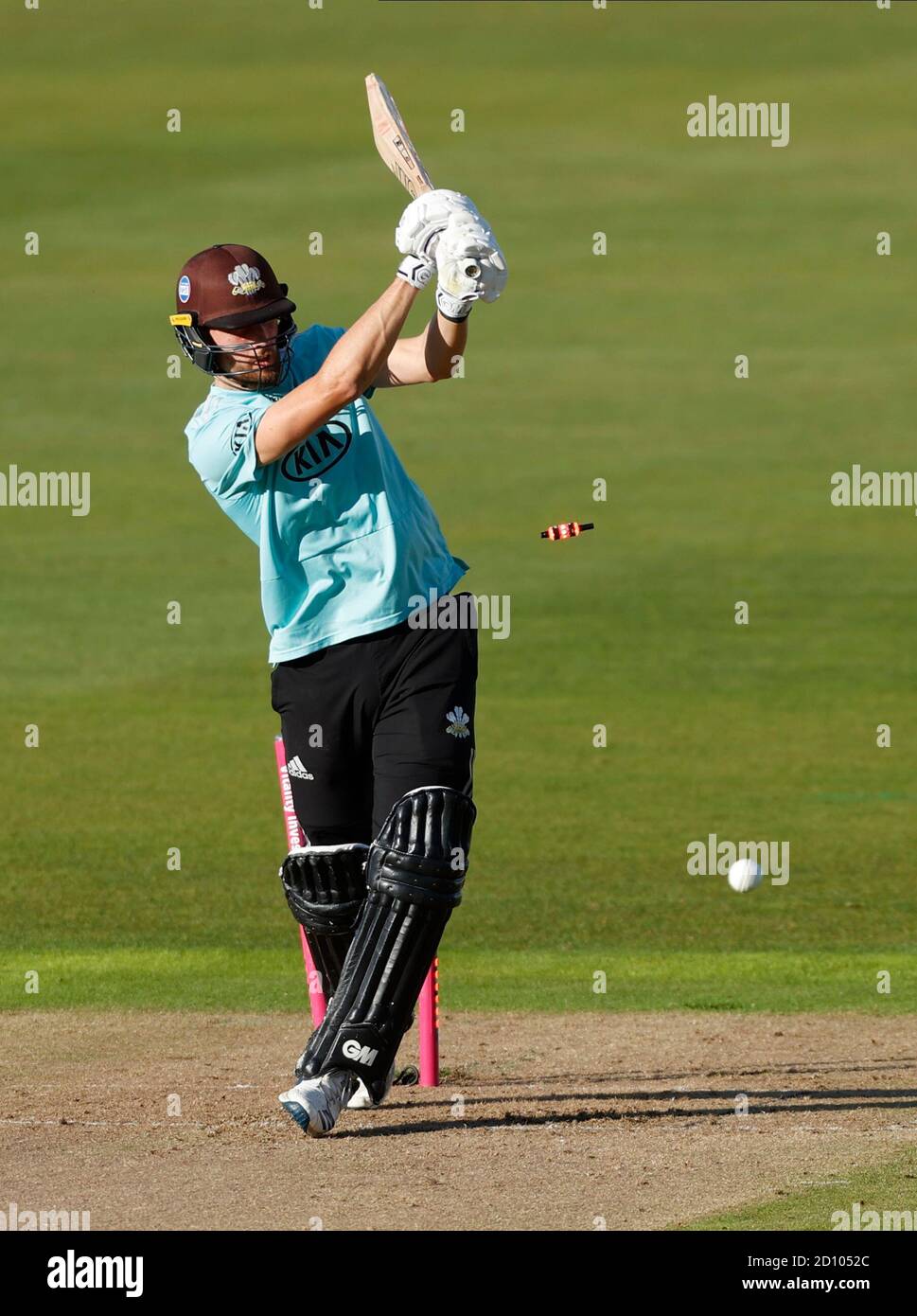 Cricket - T20 Blast Finals Day - Edgbaston, Birmingham, Britain - October 4, 2020. Surrey’s Will Jacks is bowled out by Gloucestershire’s David Payne. Action Images/Jason Cairnduff Stock Photo