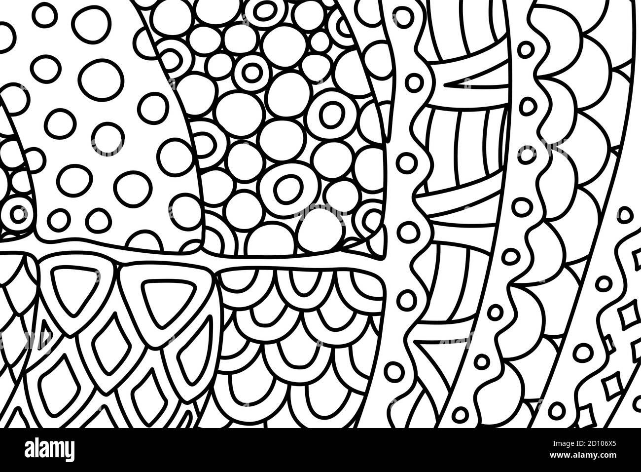Horisontal coloring book page with beautiful abstract linear pattern ...