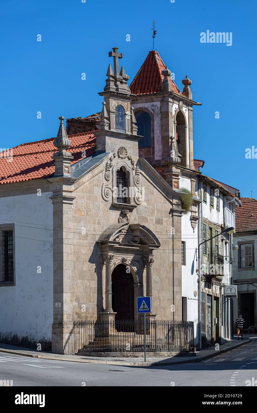 Lamego / Portugal - 07 25 2019 :View of the main facade of the Church of Desterro, in downtown Lamego Stock Photo
