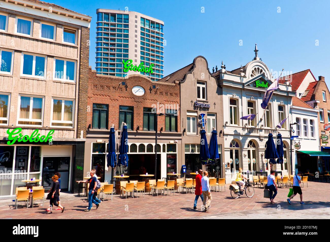 EINDHOVEN, THE NETHERLANDS - JUNE 8, 2013: Eindhoven City Center on a beautiful summer day. Dutch people enjoying a weekend in public areas. Stock Photo