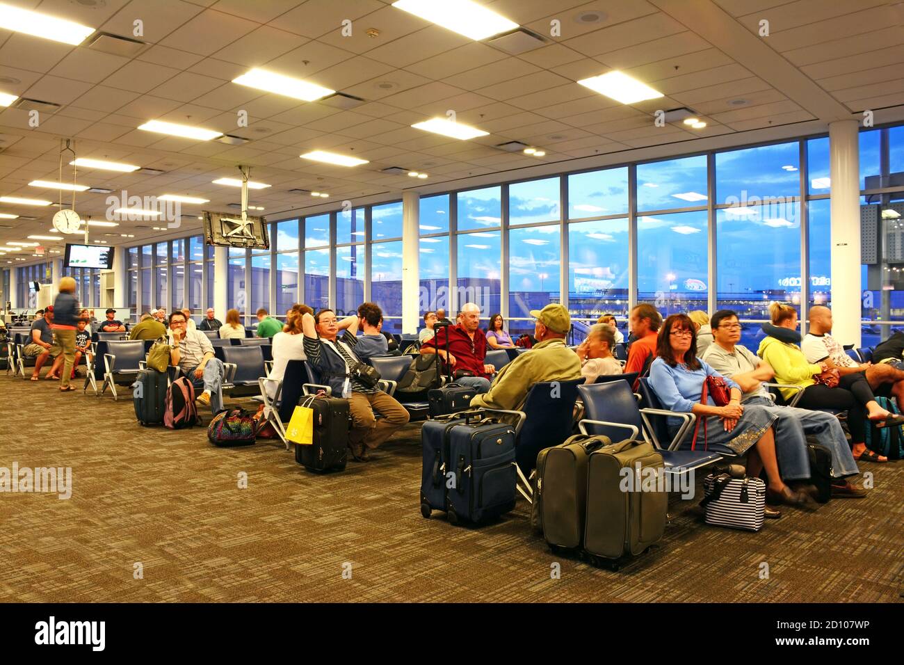 Passengers waiting at Toronto, Pearson International Airport Stock Photo