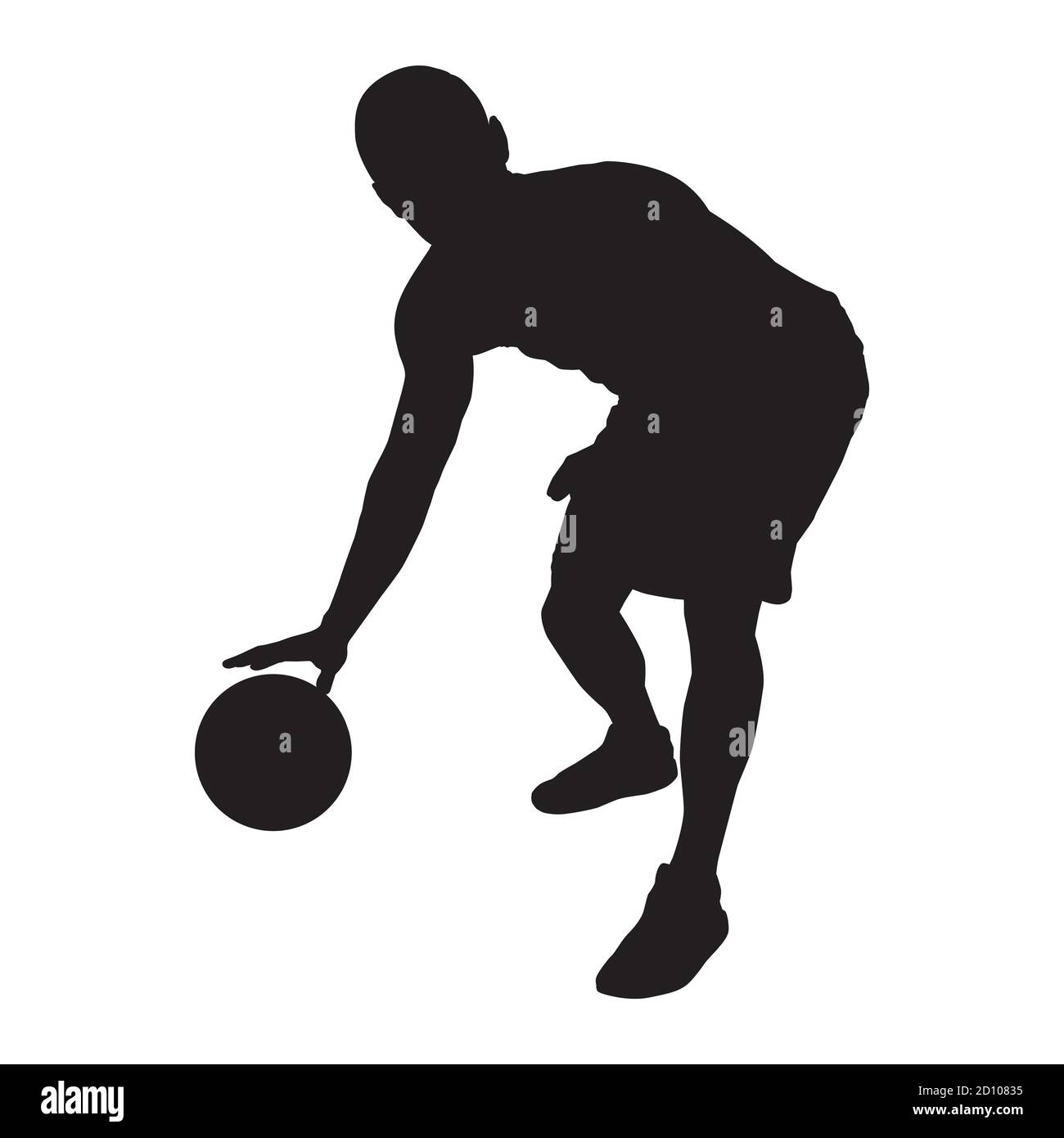 Professional basketball player silhouette with ball, vector