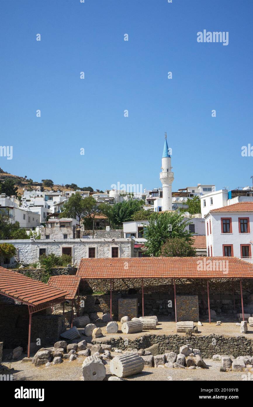 Fragments and ruins of ancient greek Mausoleum at Halicarnassus, Bodrum, Turkey. Stock Photo